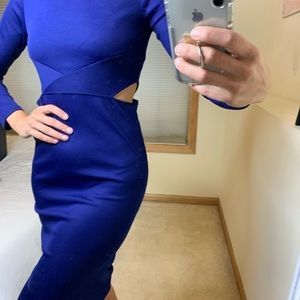 Topshop long sleeve cut-out Midi dress